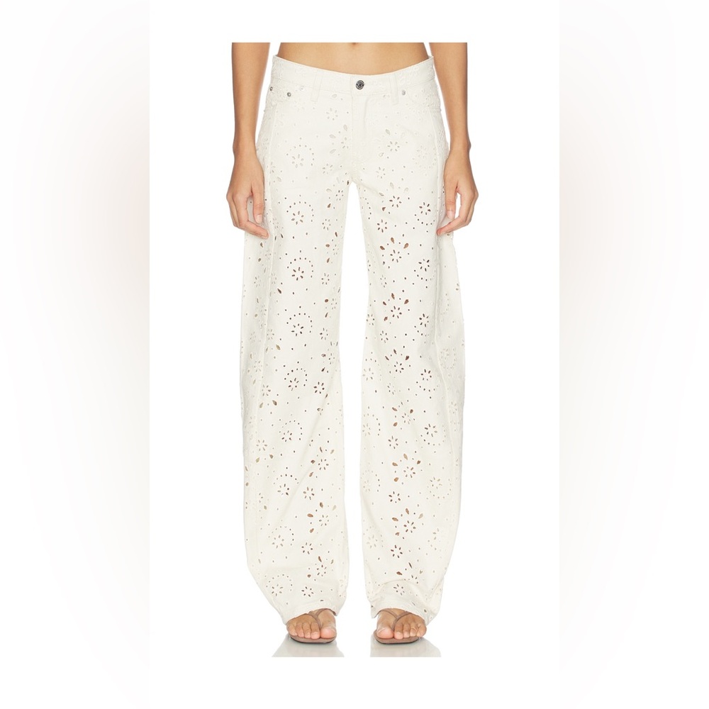 Steve Madden Cream Eyelet Wide-Leg Pants